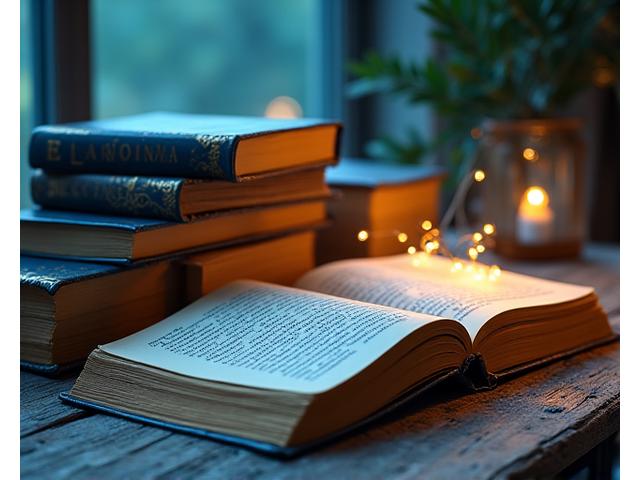 A diverse group of books from the fantasy genre, with glowing magical effects suggesting active discussions and engagement.