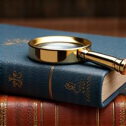 Stack of unique, beautifully bound books with a magnifying glass over one, symbolizing curated selection