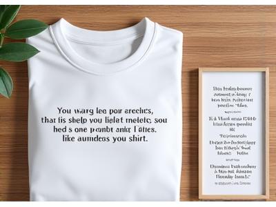 Custom apparel featuring personalized book quotes, clearly displaying the customization options.