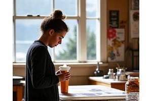 Artisan working in a cozy Seattle studio, illustrating the local production of literary merchandise.