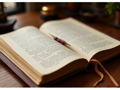 Personalized reading journal with an embossed name, next to a quill and ink, suggesting a bespoke feel.
