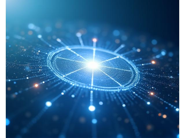 Stylized abstract graphic of interlocking data points forming a secure network, symbolizing data protection and privacy.